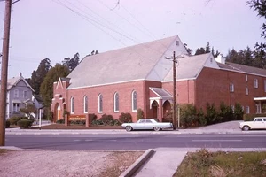 Orig Slide 1960's Cars Roadside Outside Church Santa Cruz California 282N - Picture 1 of 1