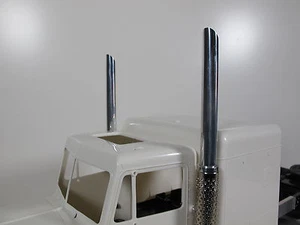 Pair Aluminum 45' Angle Cut Stack Exhaust Tip Pipe Tamiya RC 1/14 King Hauler - Picture 1 of 5
