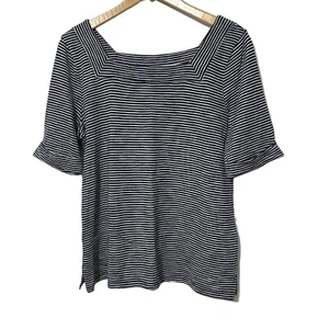 Talbots Damen Shirt Gr. M gestreift Kurzarm eckiger Ausschnitt Business Freizeit Arbeit - Bild 1 von 3