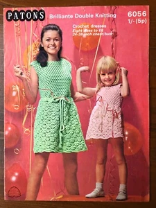 Patons 6056 crochet pattern child & teen vintage lace pattern sleeveless dress - Picture 1 of 6