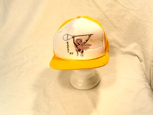 NISSIN 87 KAUAI Yellow & White Mesh Snapback Adjustable Truckers Cap Distressed - Picture 1 of 11