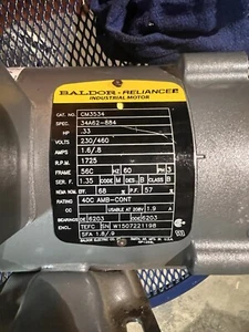 BALDOR CM3534 .33HP, 1725RPM, 3PH, 60HZ, 56C, 3413M, TEFC, F1 - Picture 1 of 7