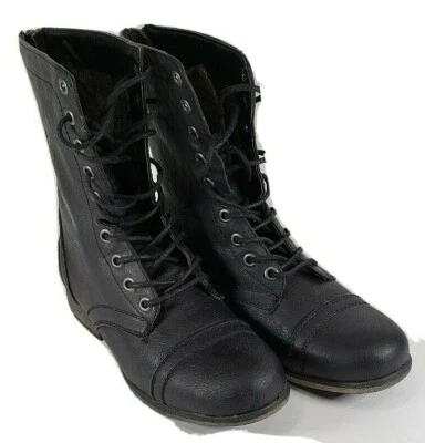 Botas Charolette Russe negras con cremallera trasera con cordones a media pantorrilla zapatos talla 6 usadas en excelente estado Foto 1 de 4