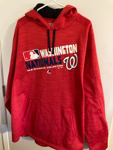 Washington Nationals red majestic Hoodie hooded sweatshirt men's adult XXL 2xl Cover