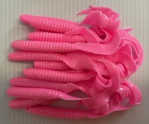 6" Sickle  Tail Grubs,Curl Tail,Bubblegum (20) - Picture 1 of 2