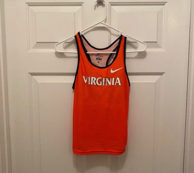 Virginia Cavaliers Women's Track Team Issued Nike Orange Blue Tank Top Medium - Image 1 of 2