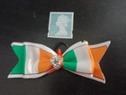 NEW DOG HAIR BOWS, TOP KNOTS,  1 X IRELAND FLAG  SATIN DOG  BOW WITH RUBBER. 1A)