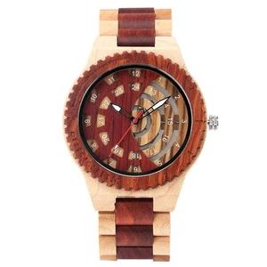 Stylish Nature Wood Men Quartz Wristwatch Wooden Strap Luminous Hands Timepiece - Picture 1 of 13