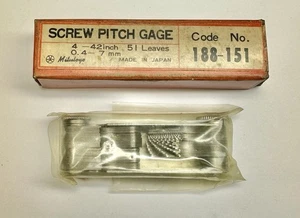 Medidor de paso de tornillo Mitutoyo 51 hojas 4 - 42 TPI TPMM herramienta de rosca de colección nuevo en caja - Imagen 1 de 2