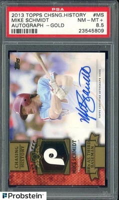 Topps Chasing History Gold 2013 Mike Schmidt Phillies Salón de la fama automático 4/10 PSA 8,5 Foto 1 de 2