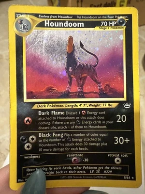 Pokemon: Houndoom Neo Revelation Unlimited Holo Card Rare 8/64 -See Description  - Image 1 of 4