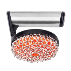 Cast Iron Scrubber with Handle, Stainless Steel Chainmail Scrub, Skillet Clea... - Picture 1 of 7