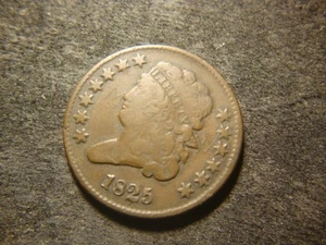 1825 V VF BOLD Full dated Draped Bust Half Cent Decent Flan IAX - Picture 1 of 2