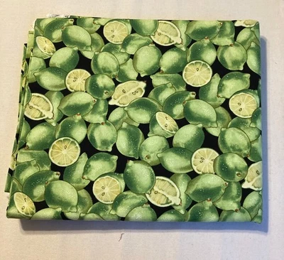 Hoffman Indulgence lima limas sobre tela de algodón negro 3,5 yardas Foto 1 de 4