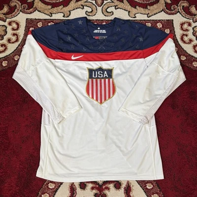Vintage Y2K Nike Team USA Olympic 2014 Hockey IIHF White Jersey Fits Size XL - Image 1 of 4