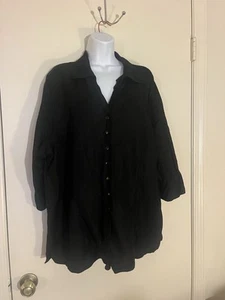 Mujer AVENUE Ajuste Cómodo Cuello Negro Manga 3/4 Abotonada 22/24 - Imagen 1 de 5