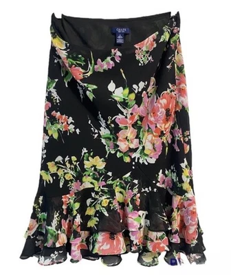 Falda con volantes de chifón floral Chaps para mujer pequeña en capas dobladillo alto forrado carrera Foto 1 de 4