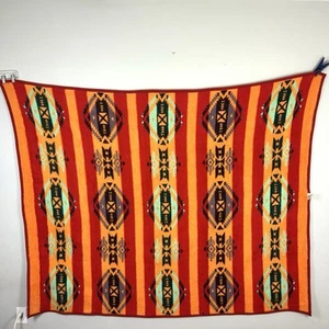 Vintage Mexikanische Decke Hergestellt in Mexiko Acryl Plüsch 72X60 Azteken Südwesten Stil - Bild 1 von 6