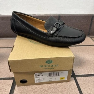 Kinda Montana  Flat Loafers Slip-on Black Leather Size 11 - Picture 1 of 8
