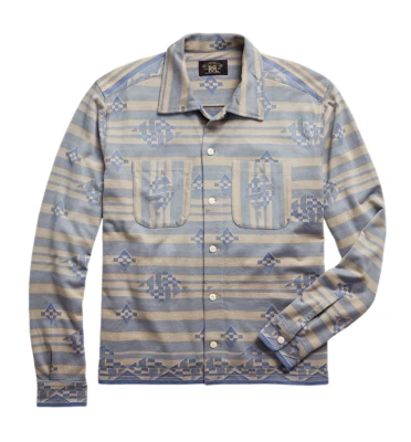 Ralph Lauren RRL Jacquard Knit Cotton Jersey Southwestern Camp Shirt S New - Image 1 of 4