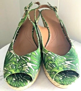 *New* TAHARI Size 6 Taylor Palm Wedge Espadrille Sandal/Heel NWOT - Picture 1 of 12