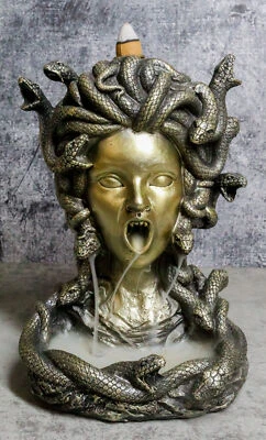 EBROS GIFT Greek Goddess Medusa with Snake Hairs Backflow Incense Cone Burner Figurine