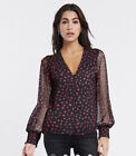 Vila button front blouse in Black Pink spot Size 34 / Uk 6