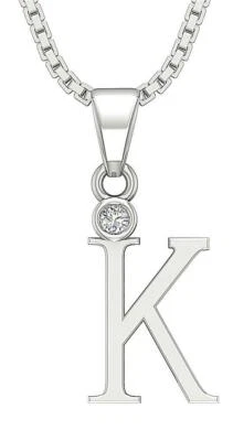 Collar Colgante Moda Diamante Redondo "K" Letra Alfabeto I1G 0.03Ct Oro 14K Foto 1 de 4