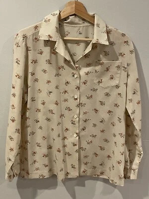 复古 90 年代女式花卉纽扣露营衬衫 Cottagecore 轻便小号 — 第 1/4 张图片