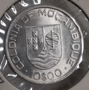 1936 Mosambik 10 Escudos Silbermünze KM#67 schön Stempelglanz - Bild 1 von 2