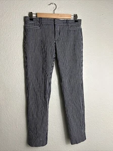 Banana Republic Sloan Pants Womens Size 2 Denim Blue White Striped Cotton 30x26 - Picture 1 of 16