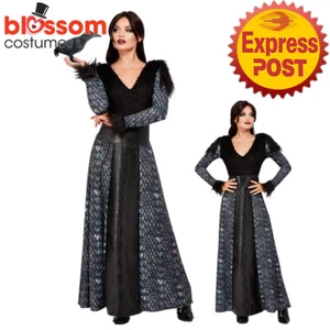 CA1418 Ladies Dark Winter Queen Costume Medieval Game Of Thrones Dress Halloween - Picture 1 of 3