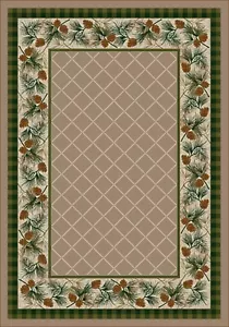 PINE CREEK PINECONE BORDER DESIGN AREA RUG - 8' X 11' - SANDSTONE - Picture 1 of 1