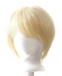 11'' Short Straight Men's Cut with Long Bangs Flaxen Blonde Wig Cosplay Ken NEW - Picture 1 of 3