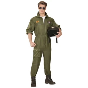 Pilotenkostüm für Herren Jetpilot Kostüm Kampfpilot Anzug Fliegeranzug Pilot S - Bild 1 von 4