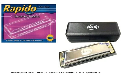 Armonica in DO 10 Fori 20 voci  con METODO RAPIDO PER LO STUDIO DELL' ARMONICA - Immagine 1 di 2