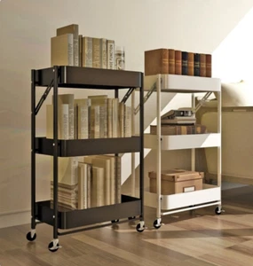 Storage Trolley Cart Folding Rolling 3 Tiers Office Rack Wheels * 24HR Delivery - Picture 1 of 9