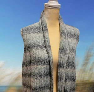 Chicos Size 2 (12) Vest Duster Open Front Coastal Gray stripes sweater T18 - Picture 1 of 6