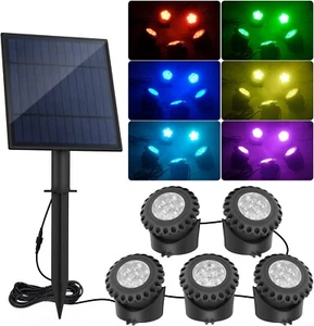 RGB Colors Changing Solar Panel Spotlight Garden Outdoor Waterproof Wall light - Picture 1 of 8