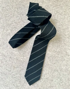 JOHN VARVATOS Italy black/grey wool pinstripe skinny tie NWOT - Picture 1 of 4