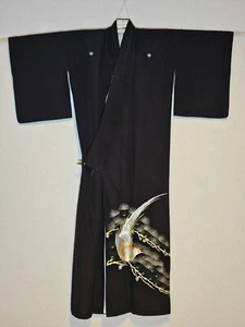 Japanese Kimono ~ Beautiful ~ Metallic Birds ~ US Seller/Fast Shipping! - Picture 1 of 6
