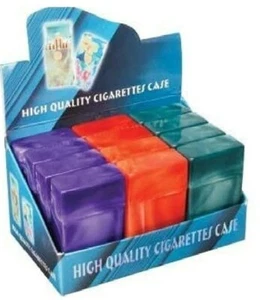 Estuche de cigarrillos abierto abatible a prueba de aplastamiento de plástico mármol brillante, 12ct, 85MM (kINGS) - Imagen 1 de 1