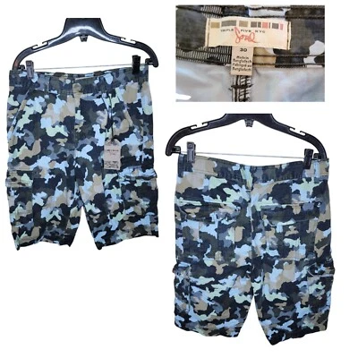 Pantalones Cortos Carga Triple Five Soul Para Hombre 30 Camuflaje Camuflaje Bolsillos Chino Caqui Foto 1 de 4