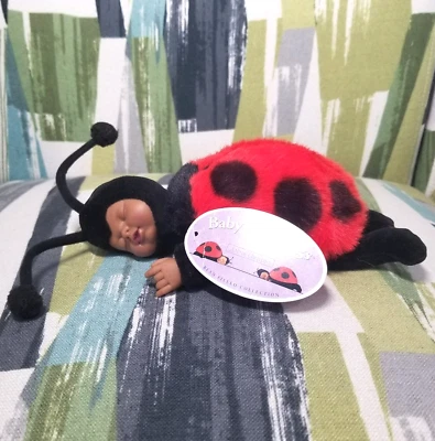 Vtg Anne Geddes Baby Ladybugs Plush Doll African American Bead Filled Collection - Image 1 of 4