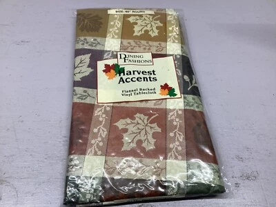 Elrene Home Fashions Autumn Leaf Vinyl Flannelback Tablecloth Round 60” New - Image 1 of 4