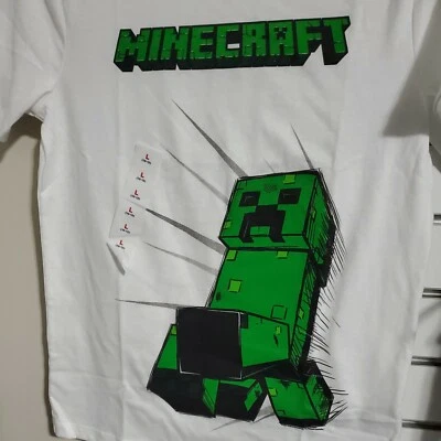 Boys Minecraft Shirt Kids Large 10 12 White - Image 1 of 4