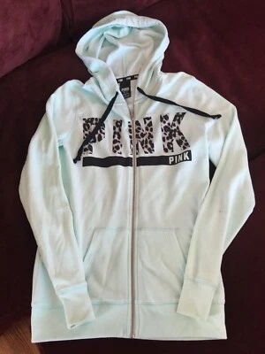 VS SUDADERA CON CAPUCHA ROSA CREMALLERA COMPLETA - TALLA XS - TYE VERDE CON LOGOTIPO DE LEOPARDO - USADA EN EXCELENTE ESTADO Foto 1 de 4