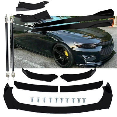 Front Bumper Lip Spoiler Splitter For Chevrolet Malibu Side Skirt Glossy Black - Image 1 of 4