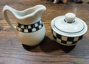 Hartstone Checkmates Pattern Cream and Sugar Set - Picture 1 of 4