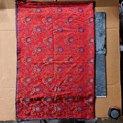 Stunning Red & Gold Paisley/calico Floral Pattern, VTG Fabric 43x33, 1yd - Image 1 of 4